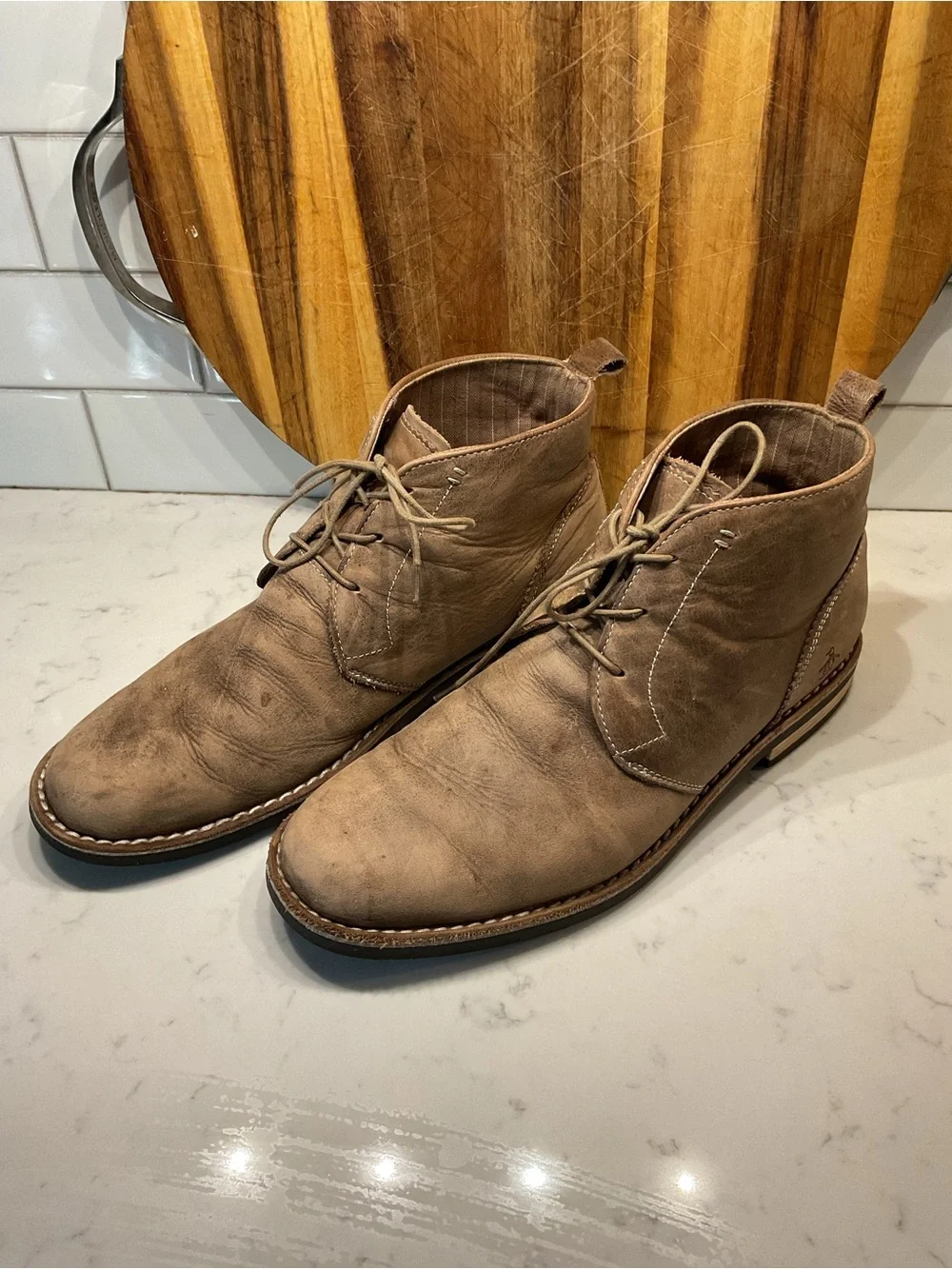 Original Penguin Men's Taupe Chukka Boots with Lace-Up Closure